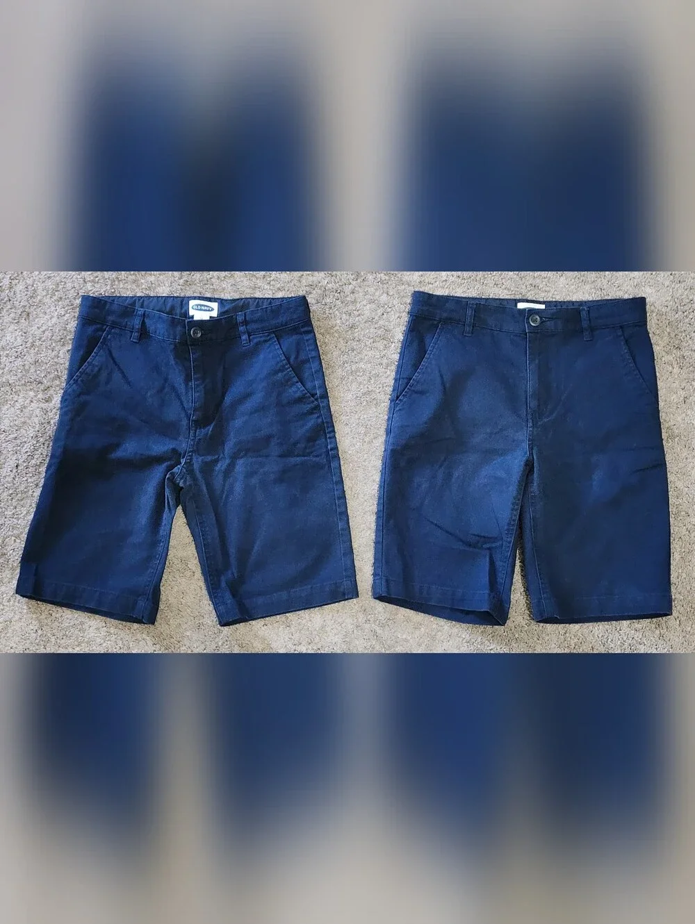 Boys Old Navy Size 12 (L) Adjustable Navy Uniform Shorts (x2), Signs Of Fading